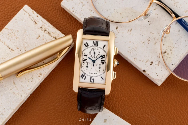 Cartier Tank Américaine chronograph 18 ct gold quartz men's watch W2601156 [2603835]
