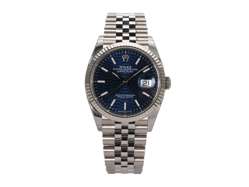 Rolex Datejust 36 Oystersteel Weißgold 126234 Blau Riffelmuster Jubile-Band