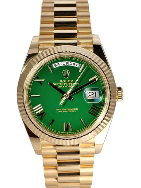 Rolex Day-Date 40 Gelbgold 228238 Grün Römisch