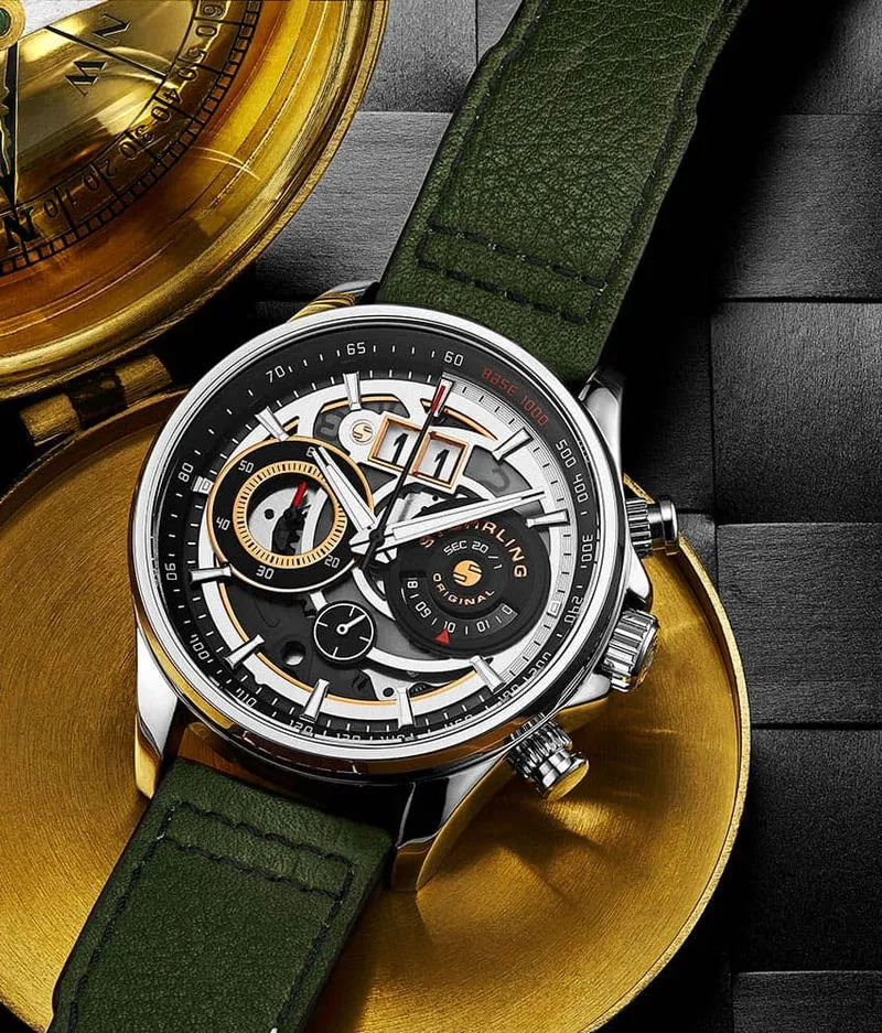 Stührling Ace Aviator Chronograph & Tachymeter 4010 Quartz 45mm