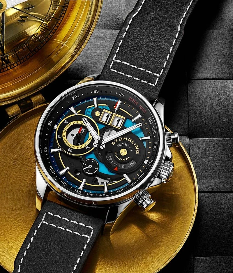Stührling Ace Aviator Chronograph & Tachymeter 4010 Quartz 45mm