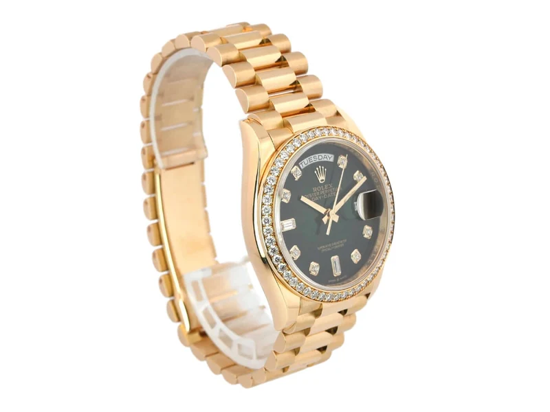 Rolex Day-Date 36 Gelbgold 128348RBR Green Diamant