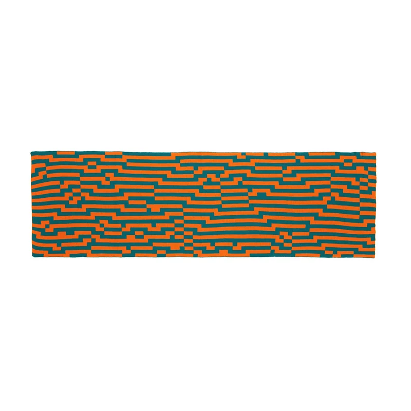 BITMAP ZOOM IN 1 | orange & grüne SCHAL-STOLA | 194x64 cm | 100% Merino Wolle | Cristian Zuzunaga