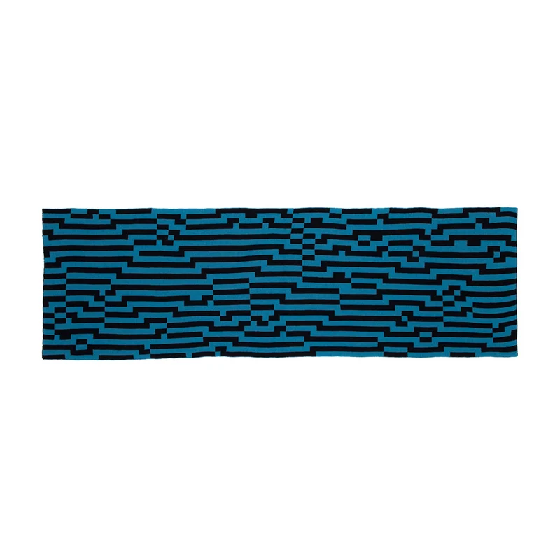 BITMAP ZOOM IN 5 | blau & schwarze SCHAL-STOLA | 194x64 cm | 100% Merino Wolle | Cristian Zuzunaga