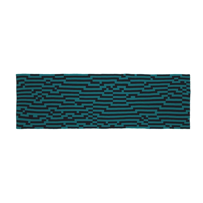 BITMAP ZOOM IN 4 | mintgrün & schwarze SCHAL-STOLA | 194x64 cm | 100% Merino Wolle | Cristian Zuzunaga