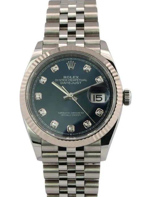 Rolex Datejust 36 Oystersteel Weißgold 126234 Diamant Blau Jubile-Band