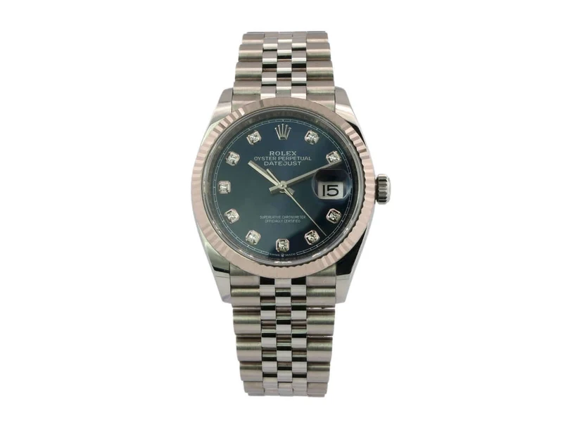 Rolex Datejust 36 Oystersteel Weißgold 126234 Diamant Blau Jubile-Band