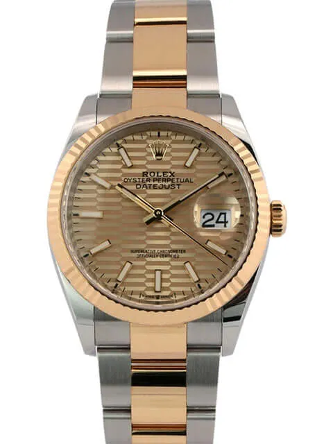 Rolex Datejust 36 Oystersteel Gelbgold 126233 Golden Riffel