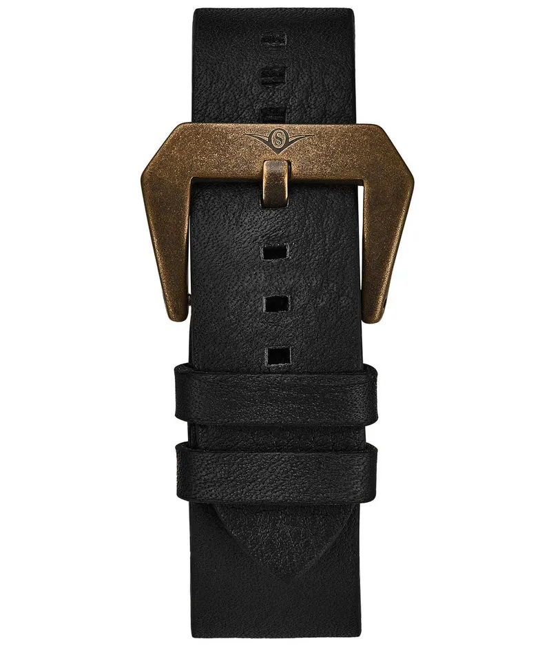 Stührling Waterproof Black Leather 22mm Strap