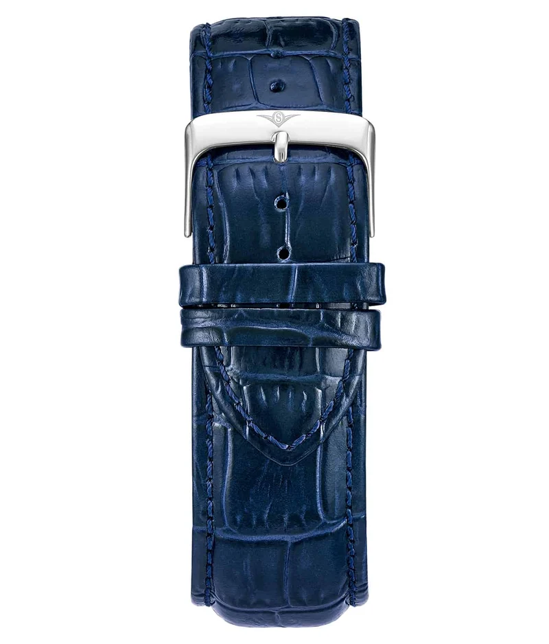 St.371A.02 Alligator Embossed Blue Leather 24mm Strap