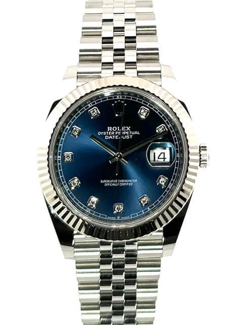 Rolex Datejust 41 Edelstahl Weißgold 126334 Blau Dia Jubile-Band