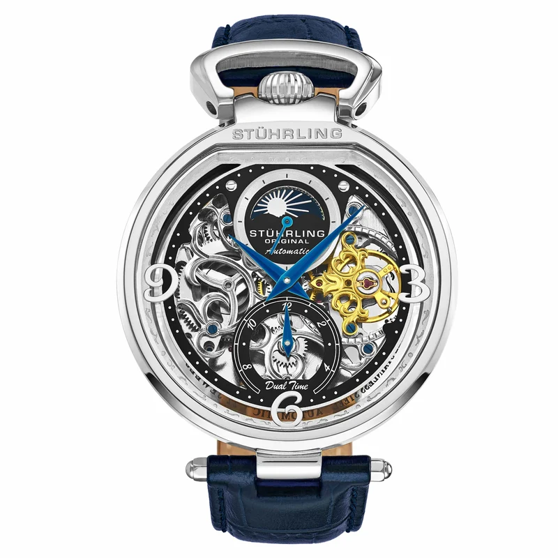 Stührling Modena 3954 Dual Time Automatic 46mm Skeleton