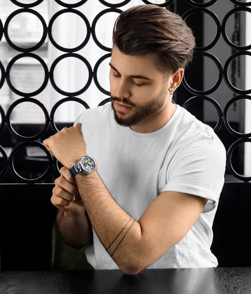 Stührling Modena 3954 Dual Time Automatic 46mm Skeleton