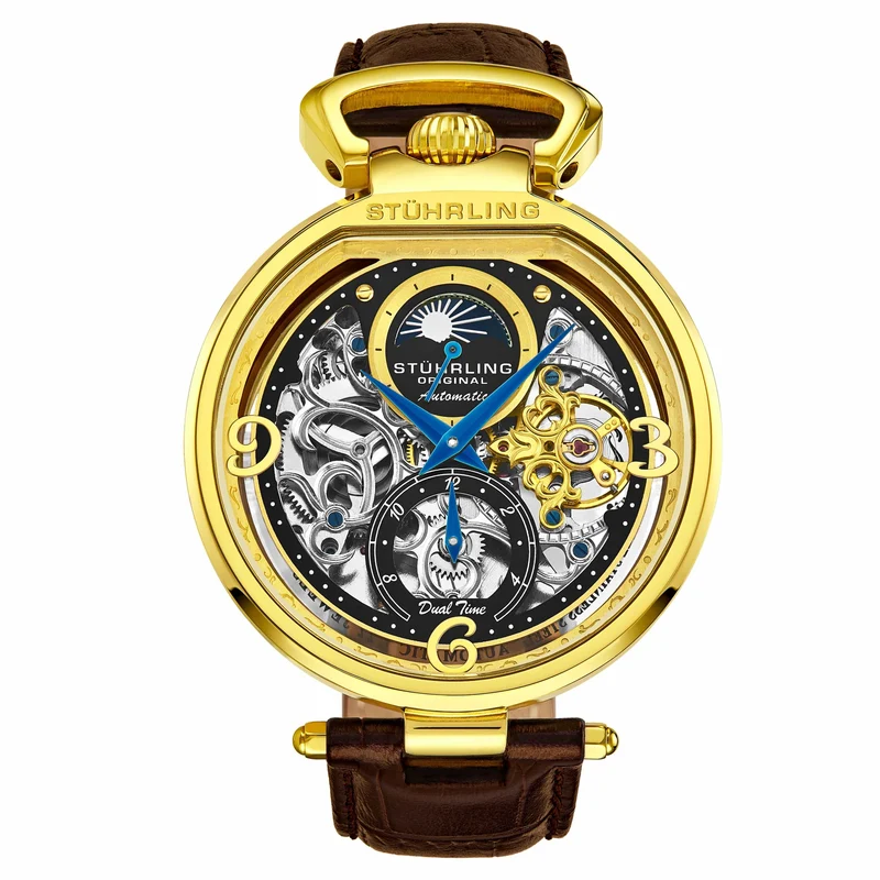 Stührling Modena 3954 Dual Time Automatic 46mm Skeleton