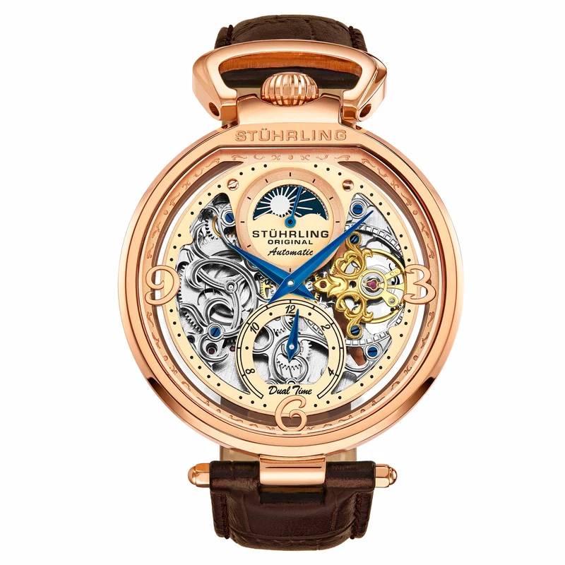 Stührling Modena 3954 Dual Time Automatic 46mm Skeleton