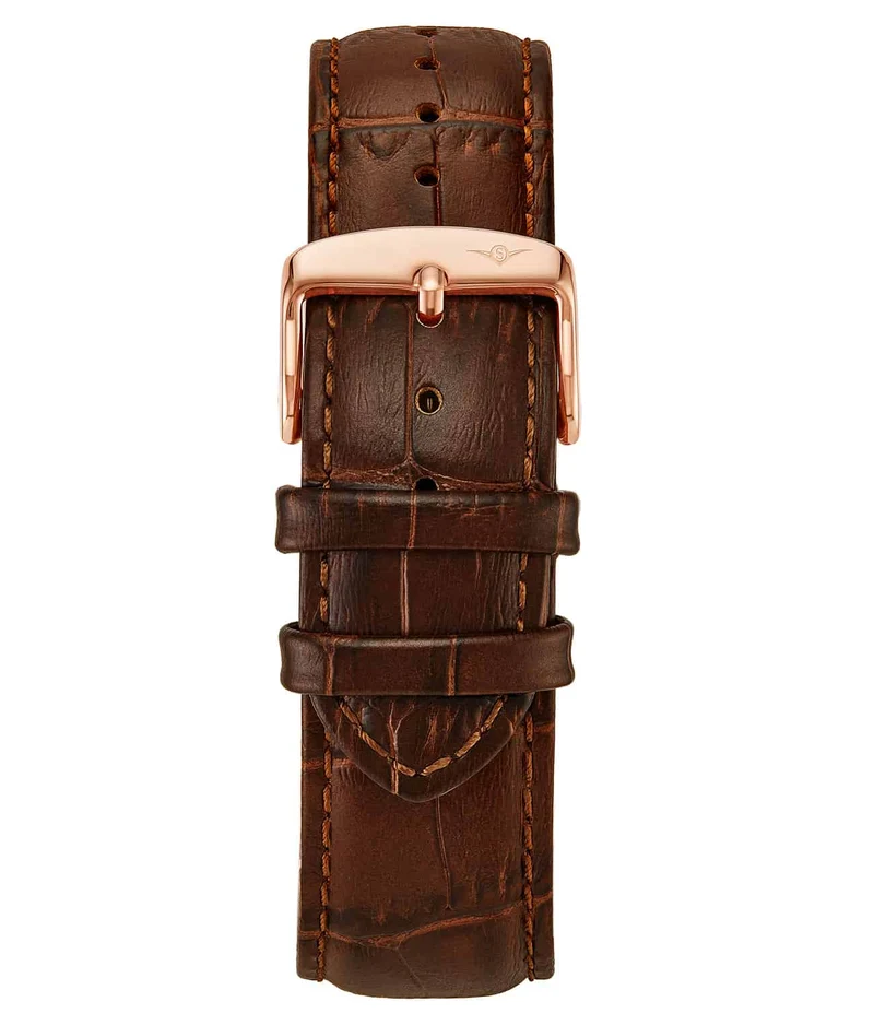 Alligator Embossed Brown Leather 22mm Strap