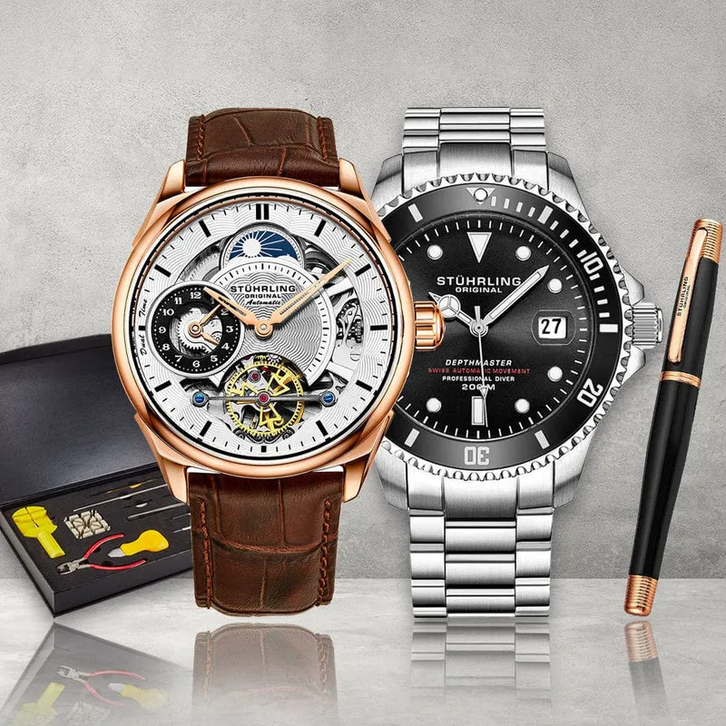 Stührling Executive Diver & Skeleton Gift Set