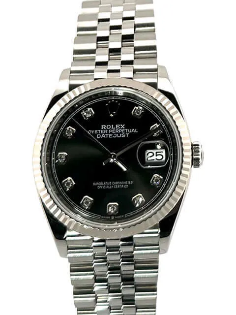 Rolex Datejust 36 Oystersteel Weißgold 126234 Schwarz DIA Jubile-Band