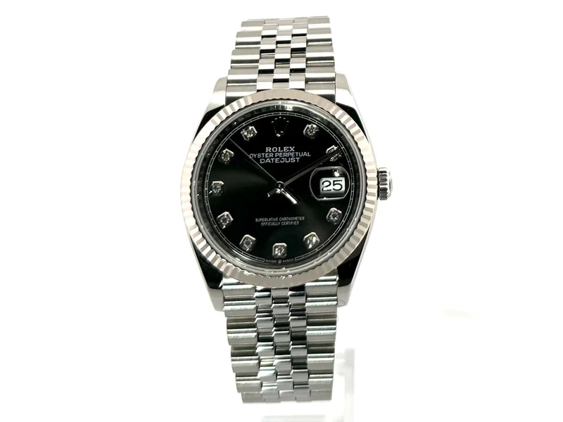 Rolex Datejust 36 Oystersteel Weißgold 126234 Schwarz DIA Jubile-Band