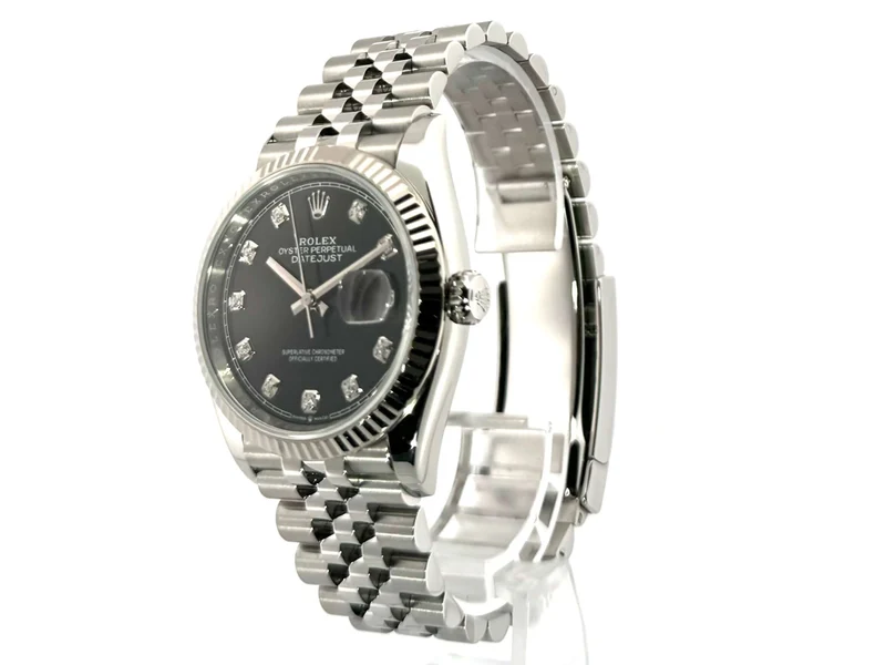 Rolex Datejust 36 Oystersteel Weißgold 126234 Schwarz DIA Jubile-Band