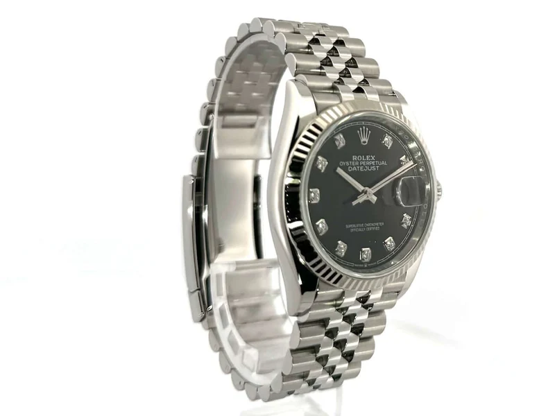 Rolex Datejust 36 Oystersteel Weißgold 126234 Schwarz DIA Jubile-Band