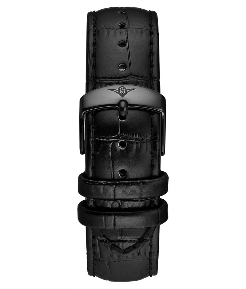 Alligator Embossed Black Leather 22mm Strap