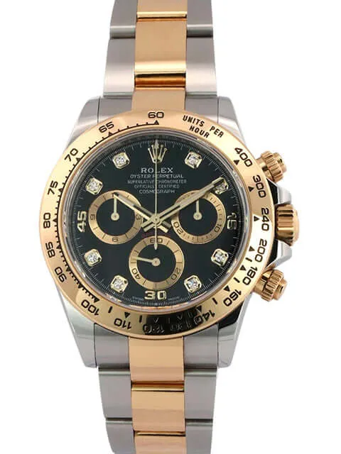 Rolex Daytona Edelstahl Gelbgold 116503 Schwarz Diamant