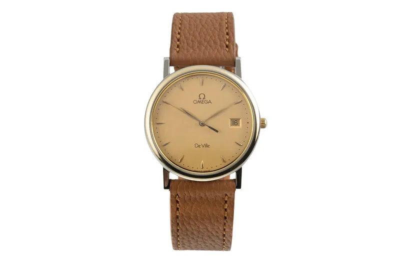Omega De Ville steel / gold quartz men's watch 196.2430 Vintage [2603179]