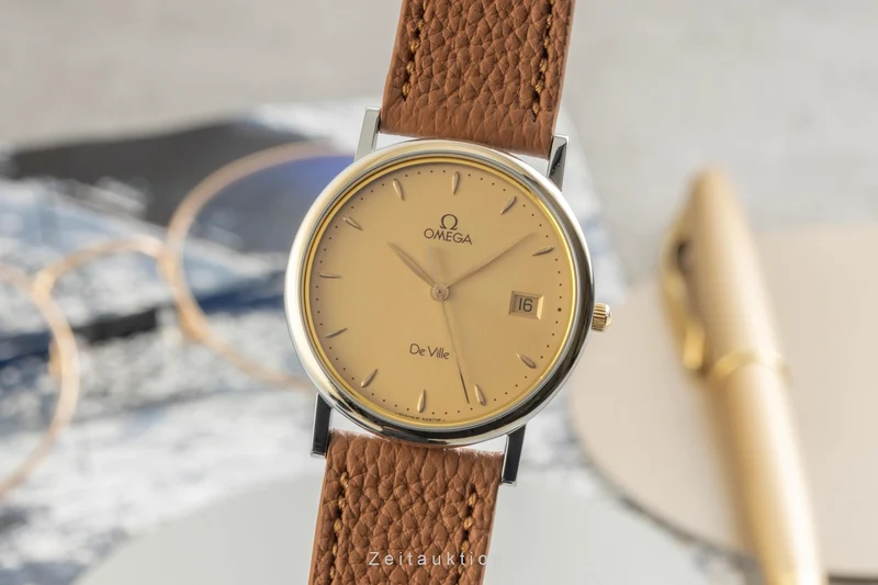 Omega De Ville steel / gold quartz men's watch 196.2430 Vintage [2603179]