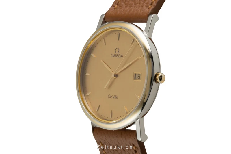 Omega De Ville steel / gold quartz men's watch 196.2430 Vintage [2603179]