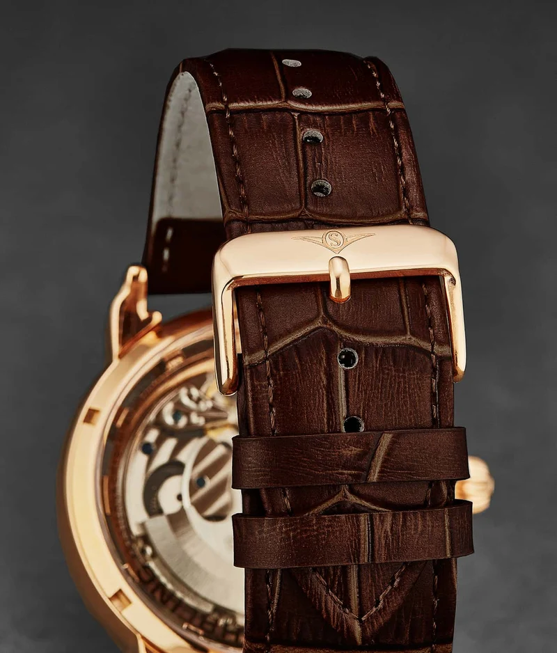 Stührling Alligator Embossed Brown Leather 24mm Strap