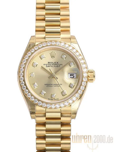 Rolex Lady-Datejust 28 18 kt Gelbgold 279138 RBR Champagner Diamant