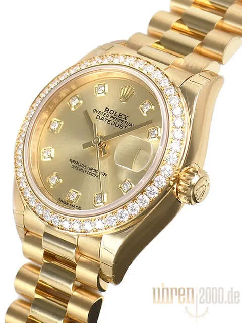 Rolex Lady-Datejust 28 18 kt Gelbgold 279138 RBR Champagner Diamant