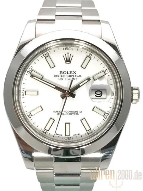 Rolex Datejust II 41 Edelstahl 116300 Weiß Index LC100 aus 2015