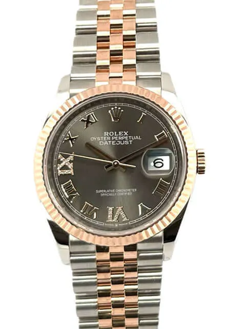Rolex Datejust 36 Ref. 126231 Rhodium Römisch Diamant Jubile-Band