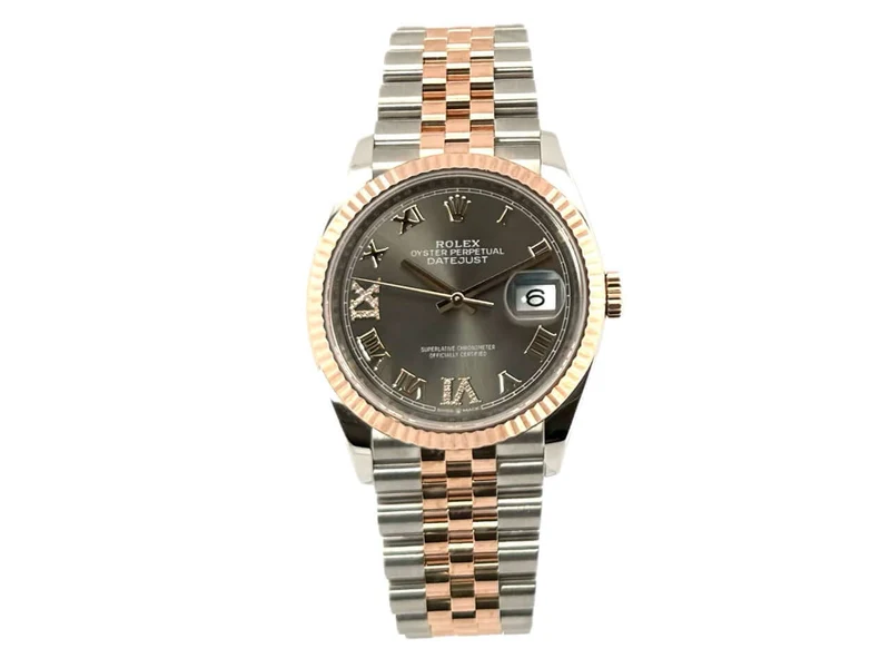 Rolex Datejust 36 Ref. 126231 Rhodium Römisch Diamant Jubile-Band
