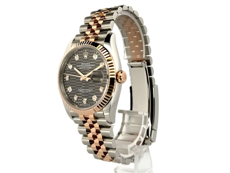 Rolex Datejust 36 Oystersteel Everose-Gold 126231 Grau Riffel Diamant Jubile-Band