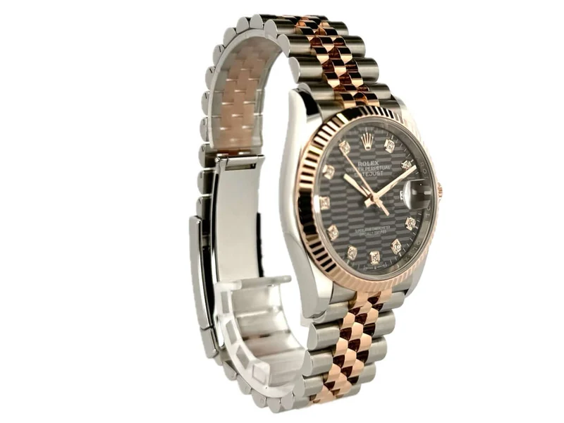 Rolex Datejust 36 Oystersteel Everose-Gold 126231 Grau Riffel Diamant Jubile-Band