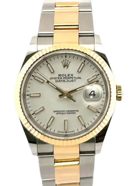 Rolex Datejust 36 Oystersteel Gelbgold 126233 Weiß