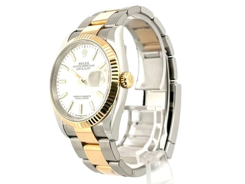 Rolex Datejust 36 Oystersteel Gelbgold 126233 Weiß