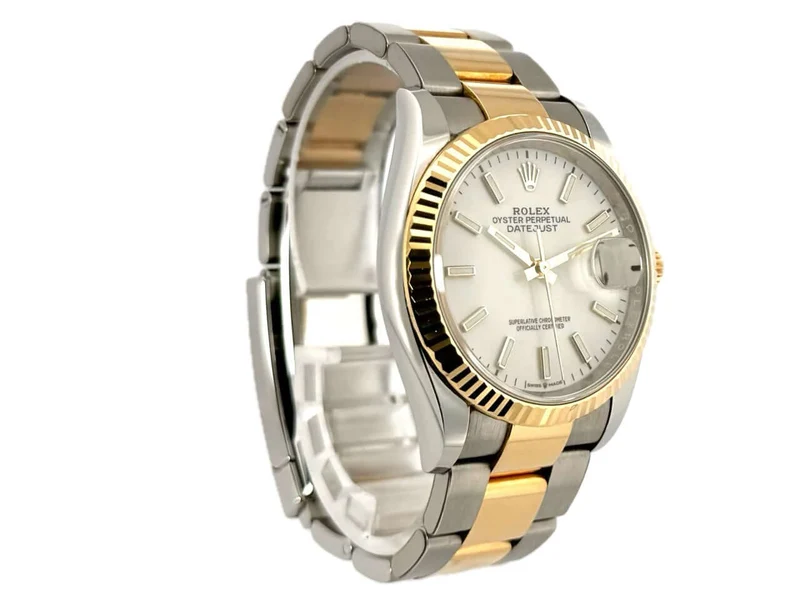 Rolex Datejust 36 Oystersteel Gelbgold 126233 Weiß