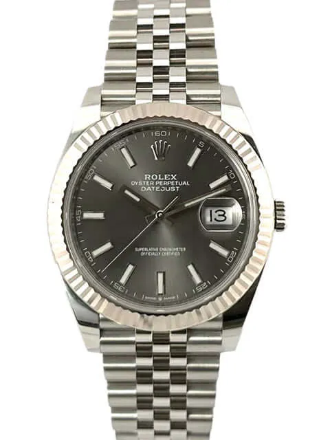 Rolex Datejust 41 Edelstahl Weißgold 126334 Rhodium Jubile-Band