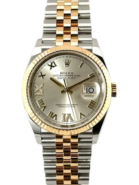 Rolex Datejust 36 Edelstahl Gold 126233 Silber R Diamant Jubile-Band