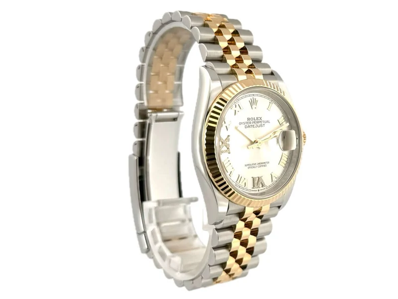 Rolex Datejust 36 Edelstahl Gold 126233 Silber R Diamant Jubile-Band