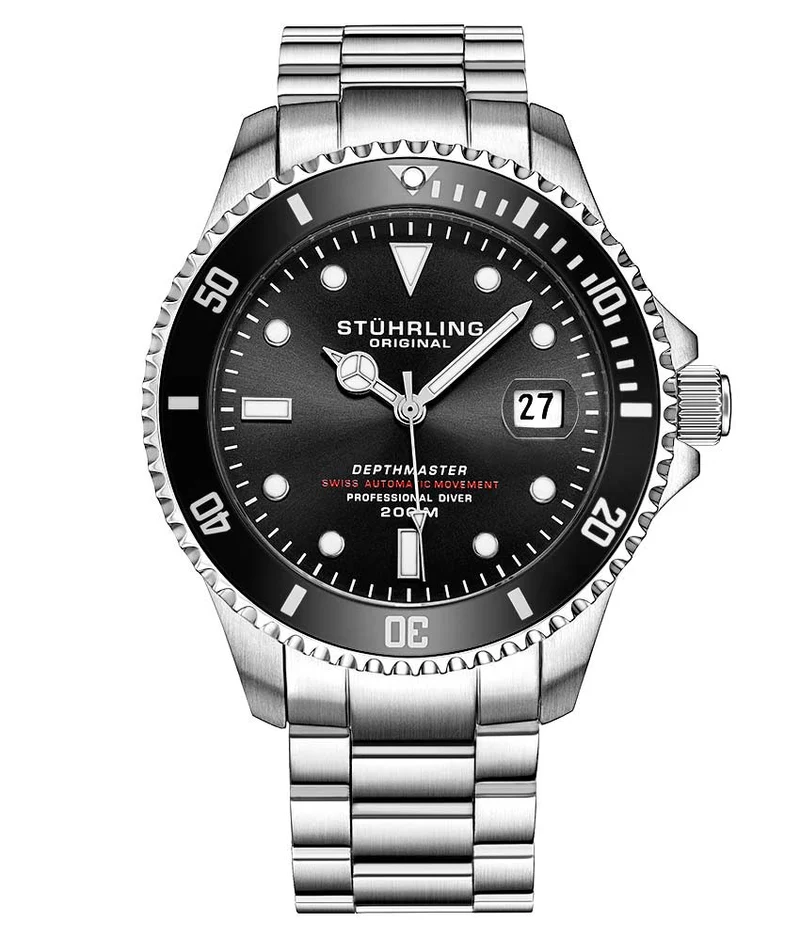Stührling Classic Couple Diver Set with Signature Pen and Stud Earring