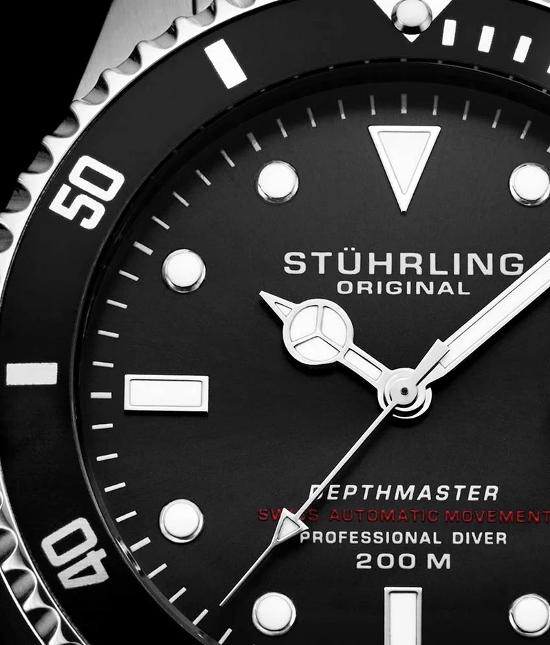 Stührling Classic Couple Diver Set with Signature Pen and Stud Earring