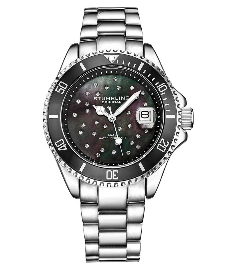 Stührling Classic Couple Diver Set with Signature Pen and Stud Earring