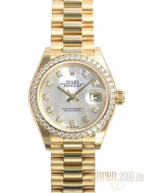 Rolex Lady-Datejust 28 18 kt Gelbgold 279138 RBR Perlmutt Diamant