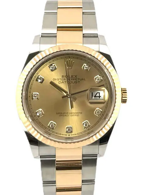 Rolex Datejust 36 Oystersteel Gelbgold 126233 Champagner Diamant