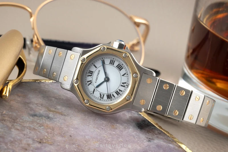 Cartier Santos steel / gold automatic women's watch 0907 [2601757]